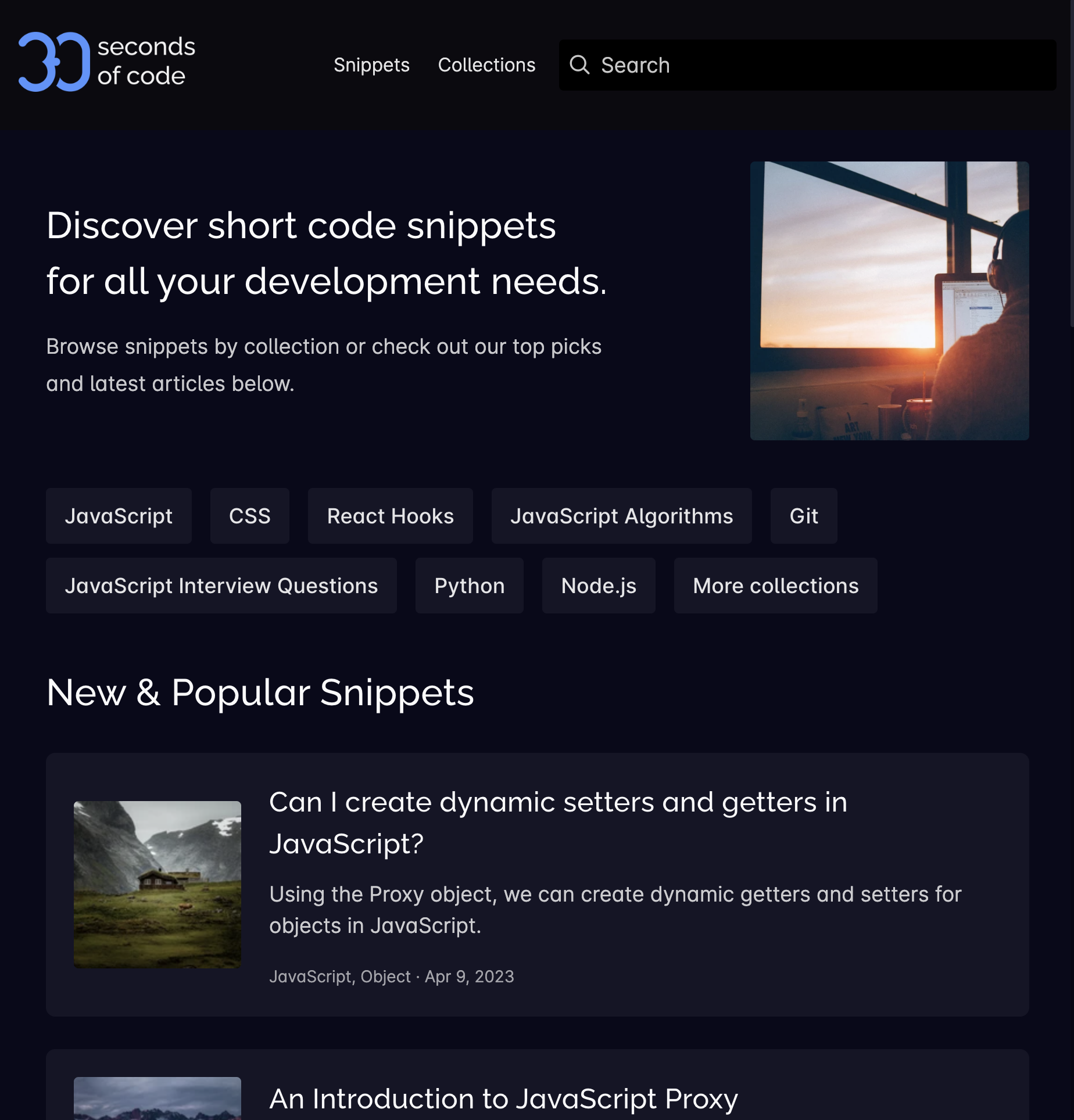 30 seconds of code website circa Apr. 10th, 2023