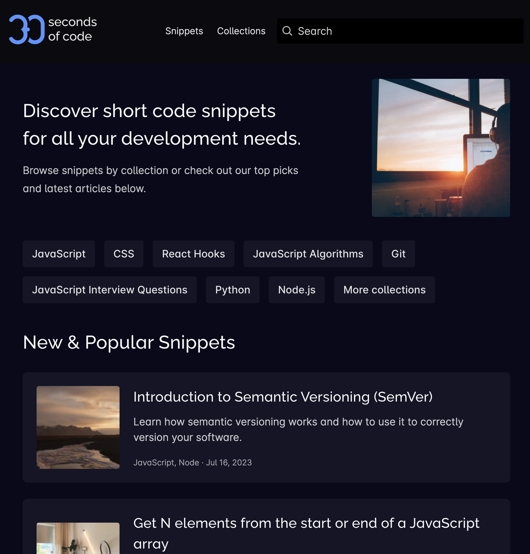 30 seconds of code website circa Sep. 25th, 2023
